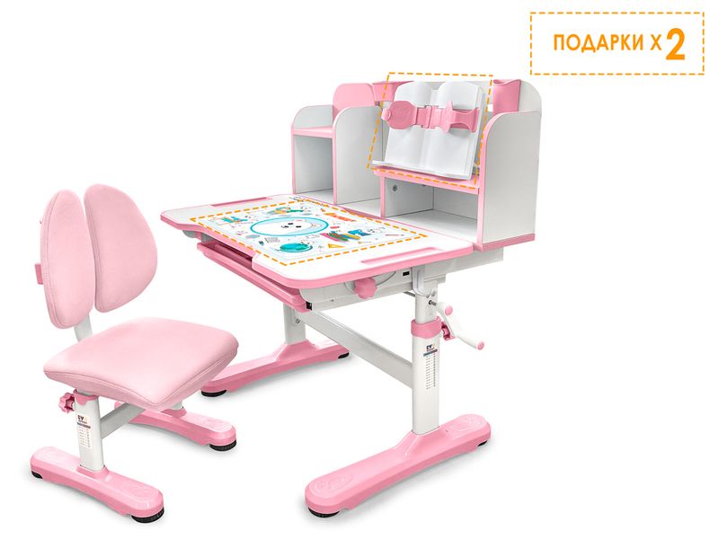 Комплект мебели столик стульчик Mealux EVO Panda pink арт. BD-28 PN - столешница белая / пластик розовый одна коробка
