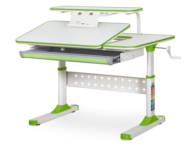 Детский стол Ergokids TH-320 Green арт.TH-320 W/Z - столешница белая / накладки на ножках зеленые одна коробка
