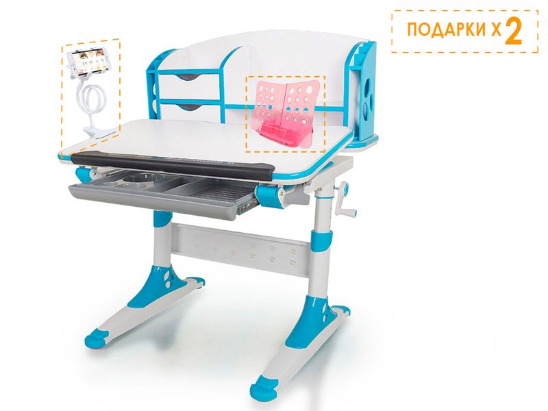 Стол Mealux Aivengo-S BD-708 WB столешница белая/ножки белые с синими накладками две коробки