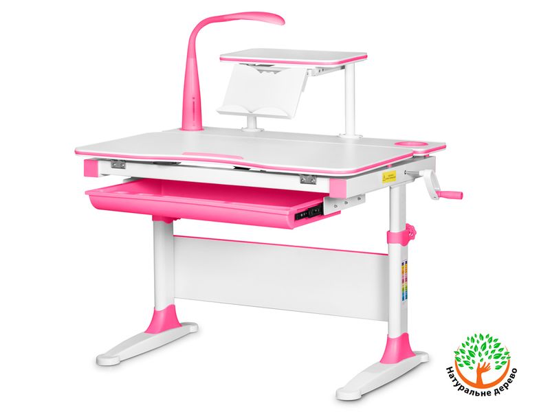 Парта Mealux EVO Diego EVO-30 pink дерево столешница белая / ножки белые с розовыми накладками одна коробка