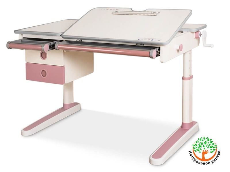 Детский стол Mealux Oxford PN с ящиком арт. BD-930 PN с ящиком - столешница белая / накладки розовые коробок-3 шт.