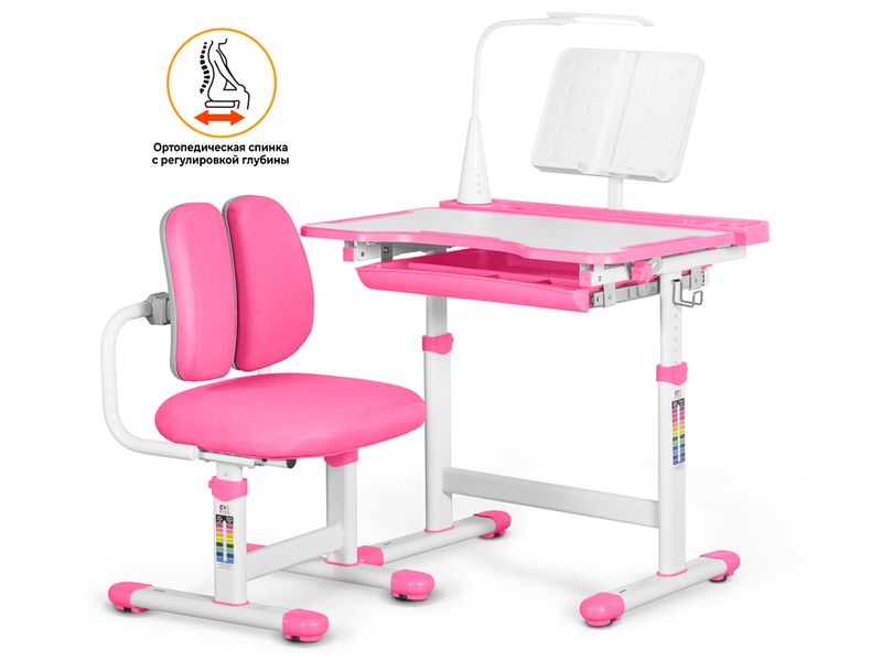 Комплект мебели столик стульчик Mealux EVO BD-23 Pink - столешница белая / пластик розовый одна коробка
