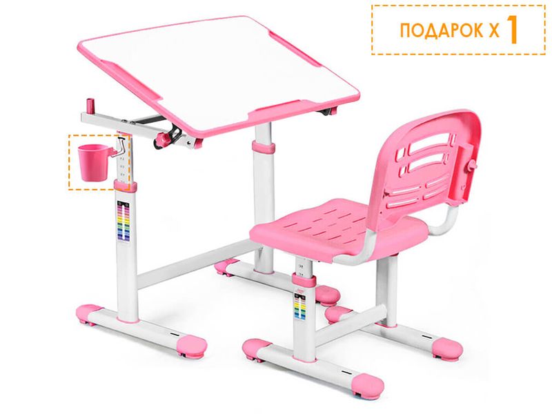Комплект мебели столик стульчик EVO-07 Pink столешница белая / пластик розовый одна коробка
