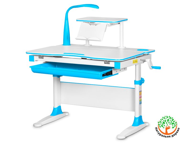 Парта Mealux EVO Diego EVO-30 blue дерево столешница белая / ножки белые с голубыми накладками одна коробка