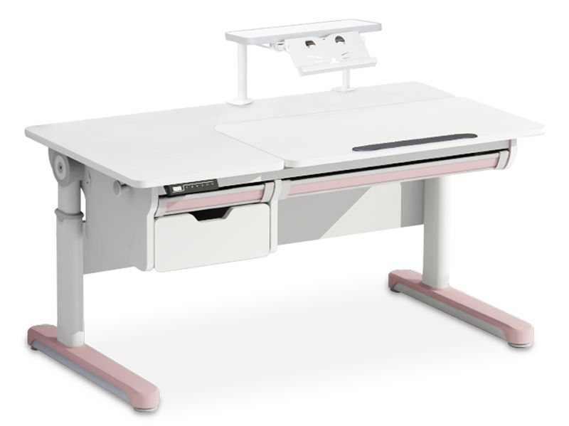 Стол с электроприводом Mealux Electro 730 WP полка BD-S50 White арт. BD-730 WP BD-S50 White - столешница белая / накладки на ножках розовые коробок-2 шт.