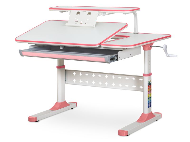 Детский стол Ergokids TH-320 Pink арт. TH-320 W/PN - столешница белая / накладки на ножках розовые одна коробка