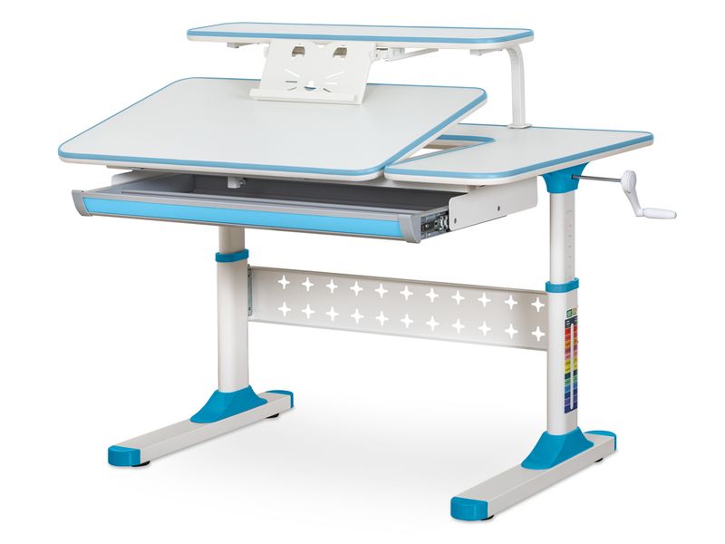 Детский стол Ergokids TH-320 Blue арт. TH-320 W/BL - столешница белая / накладки на ножках голубые одна коробка