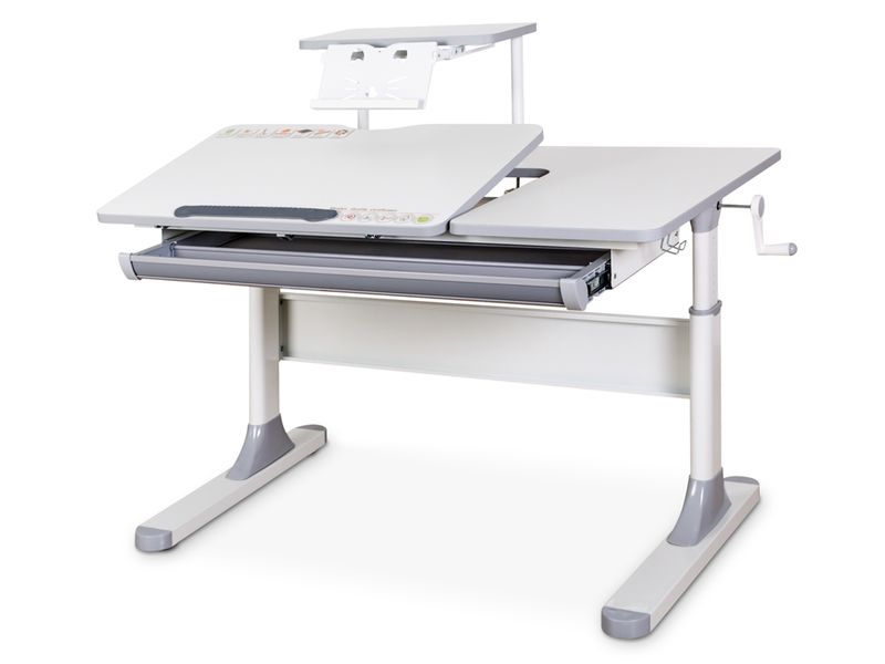 Детский стол Mealux Vancouver Multicolor полка S-50 арт. BD-620 W/MC S-50 - столешница белая / накладки серые коробок-2 шт.