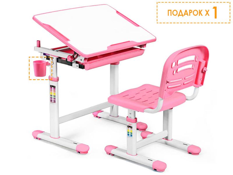 Комплект мебели столик стульчик EVO-06 Pink столешница белая / пластик розовый одна коробка